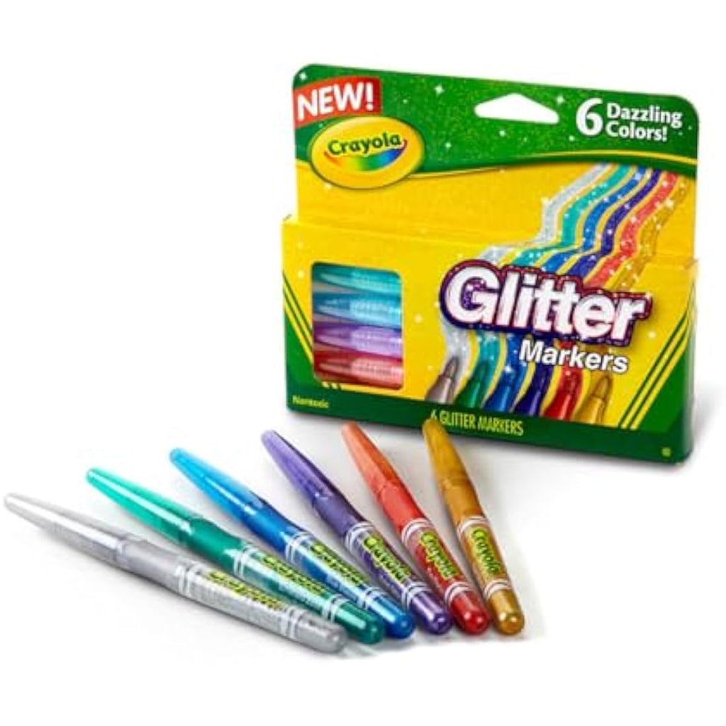 Crayola Glitter Markers 6ct – Easy Grip Specialty Art Drawing Pens