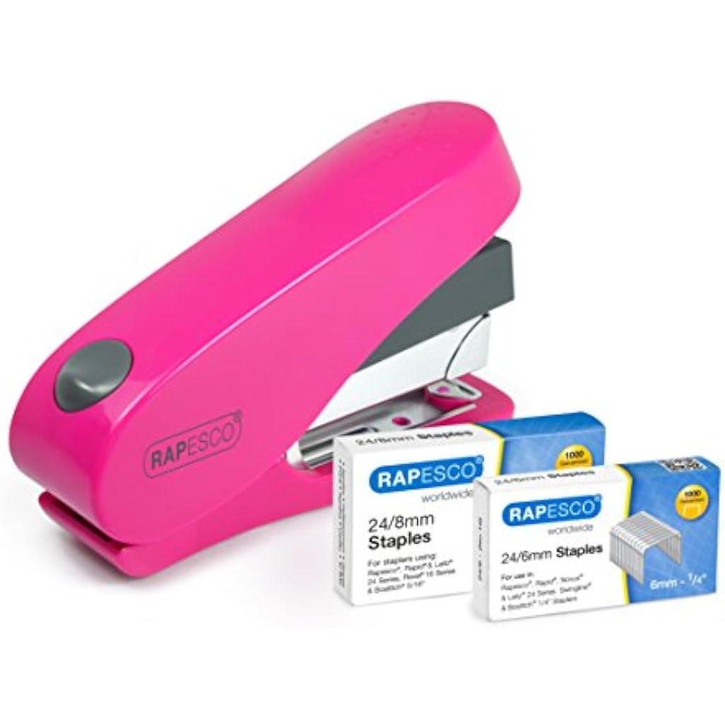 Rapesco Luna Less Effort Desktop Stapler | 50 Sheet Capacity | Hot Pink