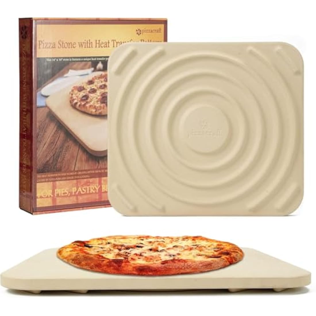 Cordierite Pizza Stone and Peel Set – 16x14 Rectangular Stone