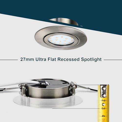 HiBay 8-Pack Ultra Slim LED Downlights – 5W Tiltable Brushed Chrome 3000K