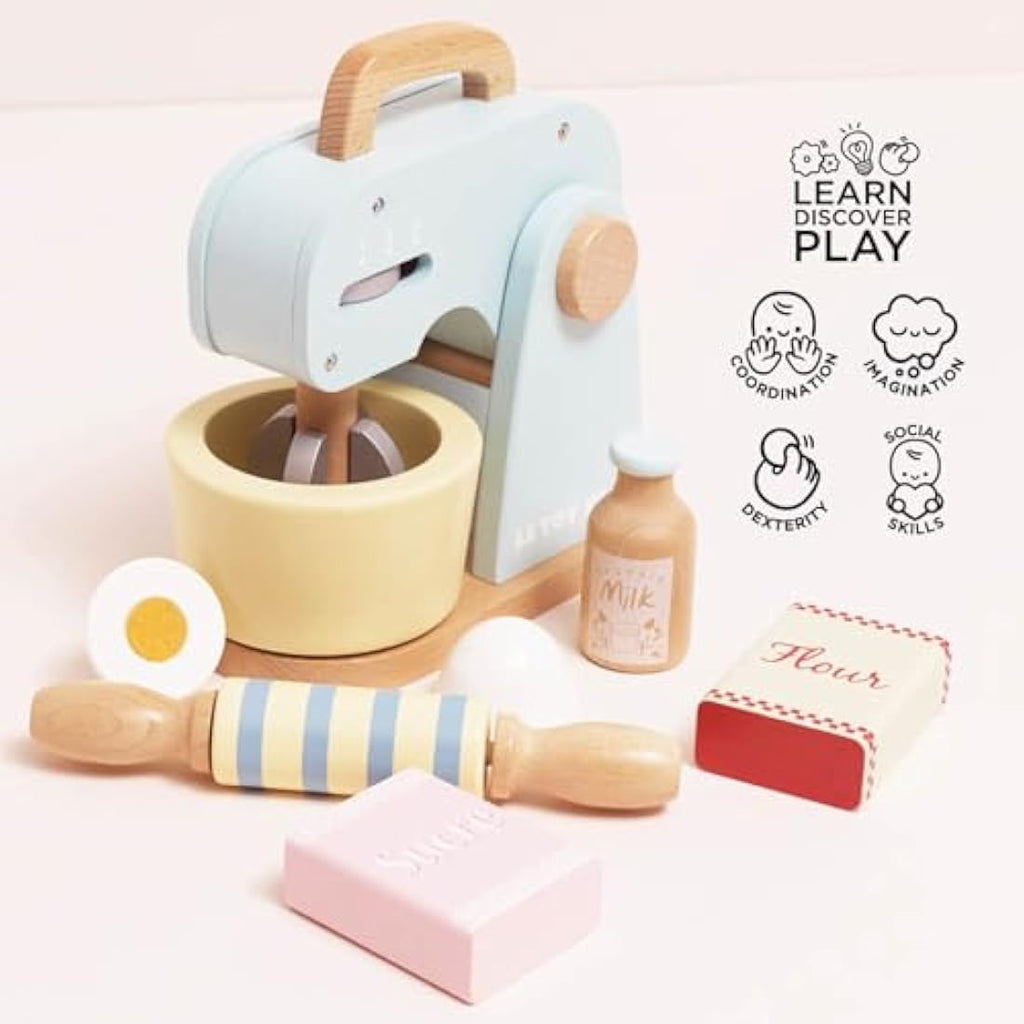 Le Toy Van Honeybake Wooden Mixer Set – Kids Pretend Play Kitchen Toy