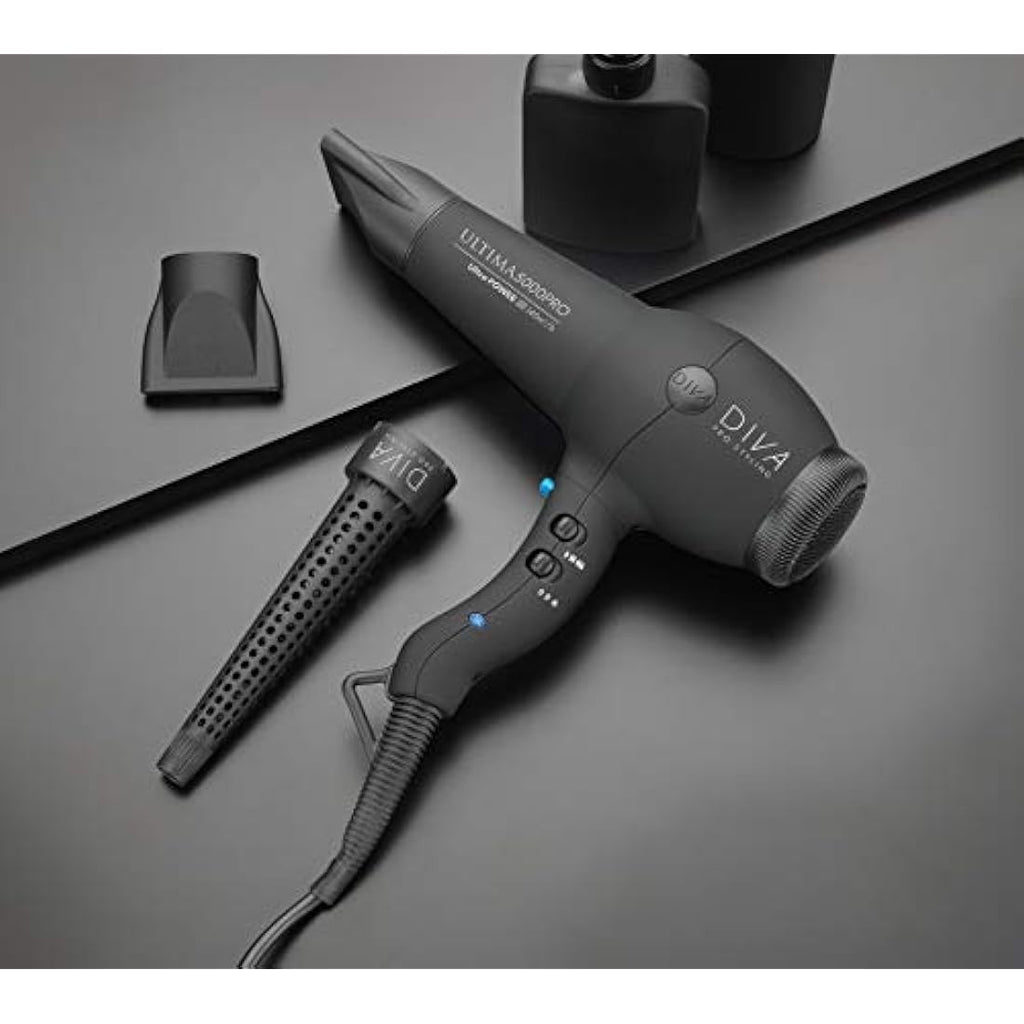 Diva Pro Styling Ultima 5000 Pro Dryer | 2200W Ionic Hairdryer - Black