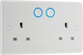 BG Electrical Smart Double Wall Socket – White Moulded 13A Nexus