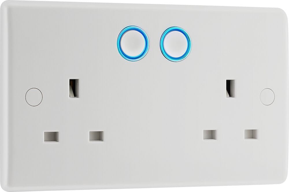 BG Electrical Smart Double Wall Socket – White Moulded 13A Nexus