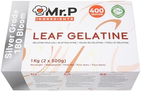 Mr.P Ingredients Silver Grade Leaf Gelatine - 1kg 400 Sheets Halal
