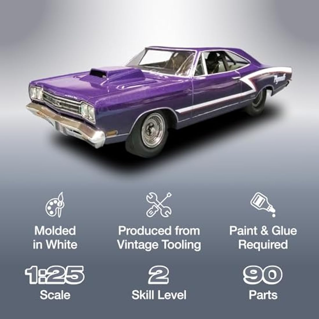 AMT 1969 Plymouth GTX Hardtop Pro Street 1:25 Scale Model Building Kit
