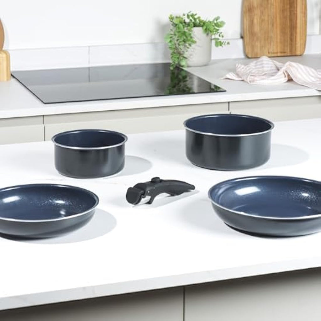 Russell Hobbs Smart Clip 5-Piece Non-Stick Pan Set – Navy Blue