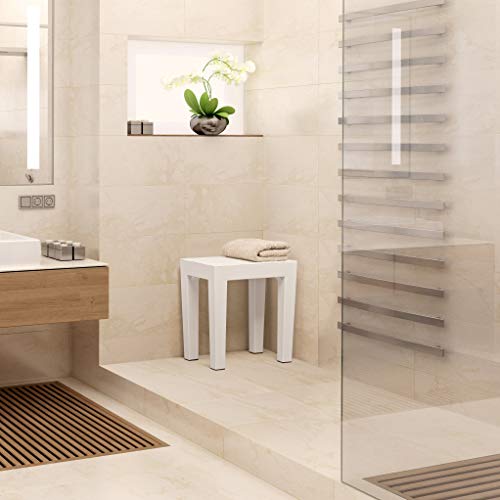 TATAY Rectangular Stool – White Wood Effect Polypropylene Stool