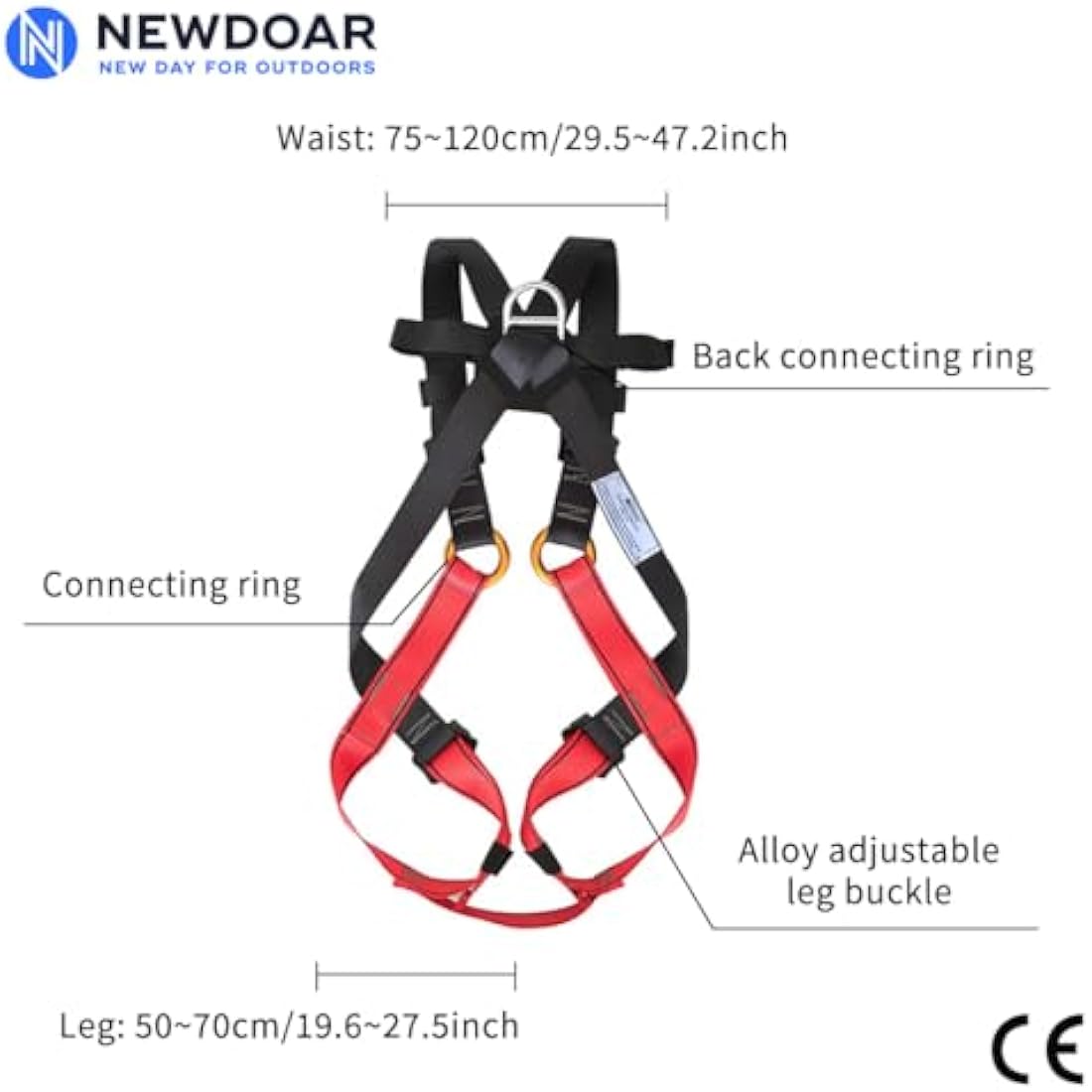 NewDoar Full Body Climbing Harness for Teens – CE Certified Safety Gear