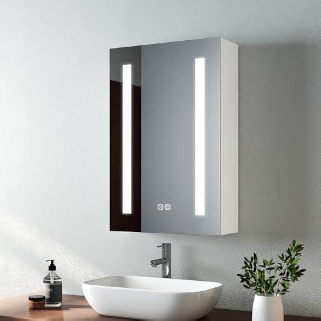 EMKE LED Bathroom Mirror Cabinet with Shaver Socket & Anti-Fog