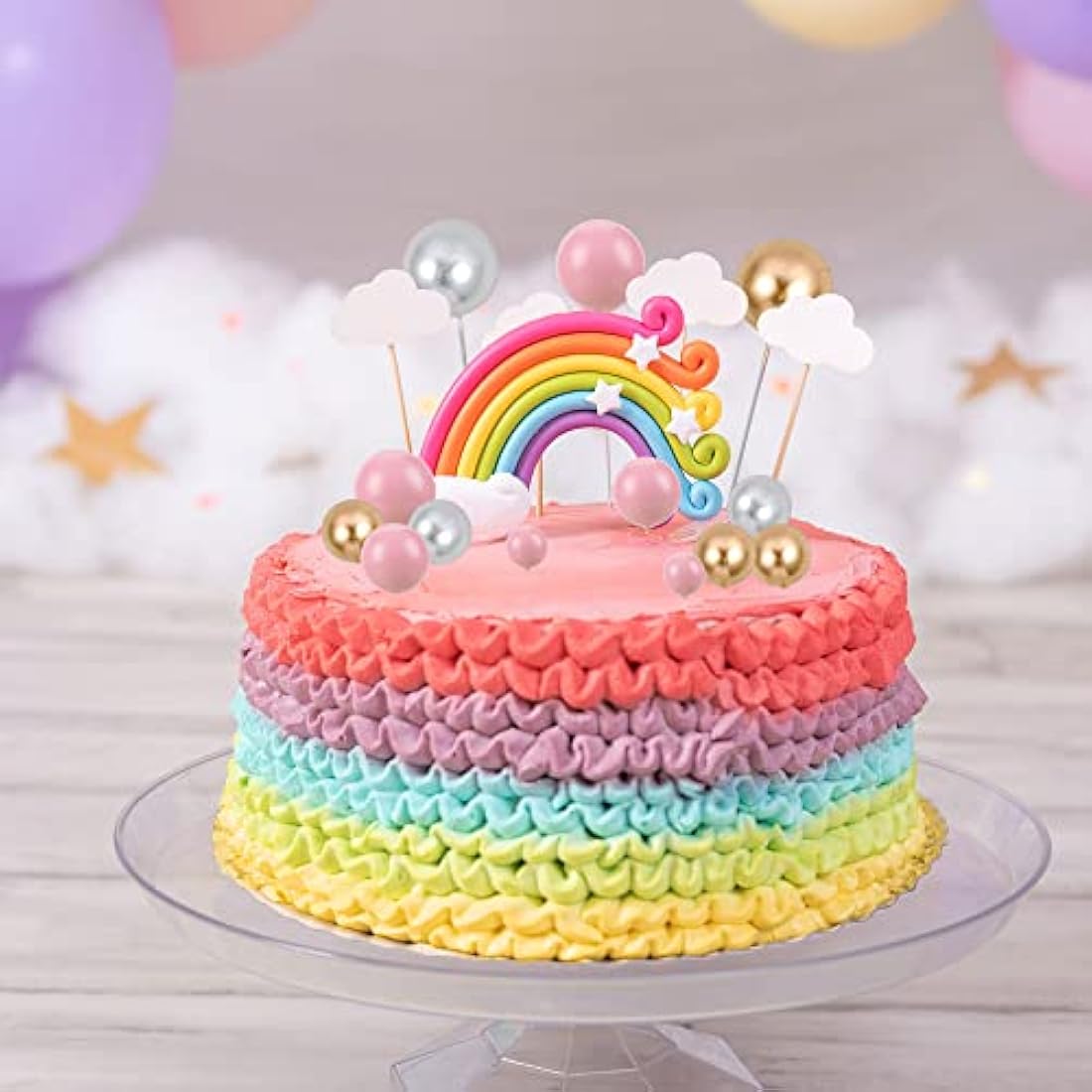 Jolof Store 30Pcs Foam Ball Cake Toppers | Gold Silver Pink Cupcake Picks
