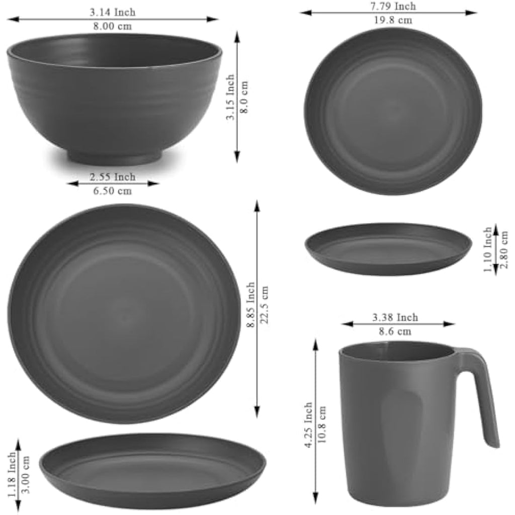 Kyraton 32-Piece Plastic Dinnerware Set | Unbreakable Camping Dishes for 8