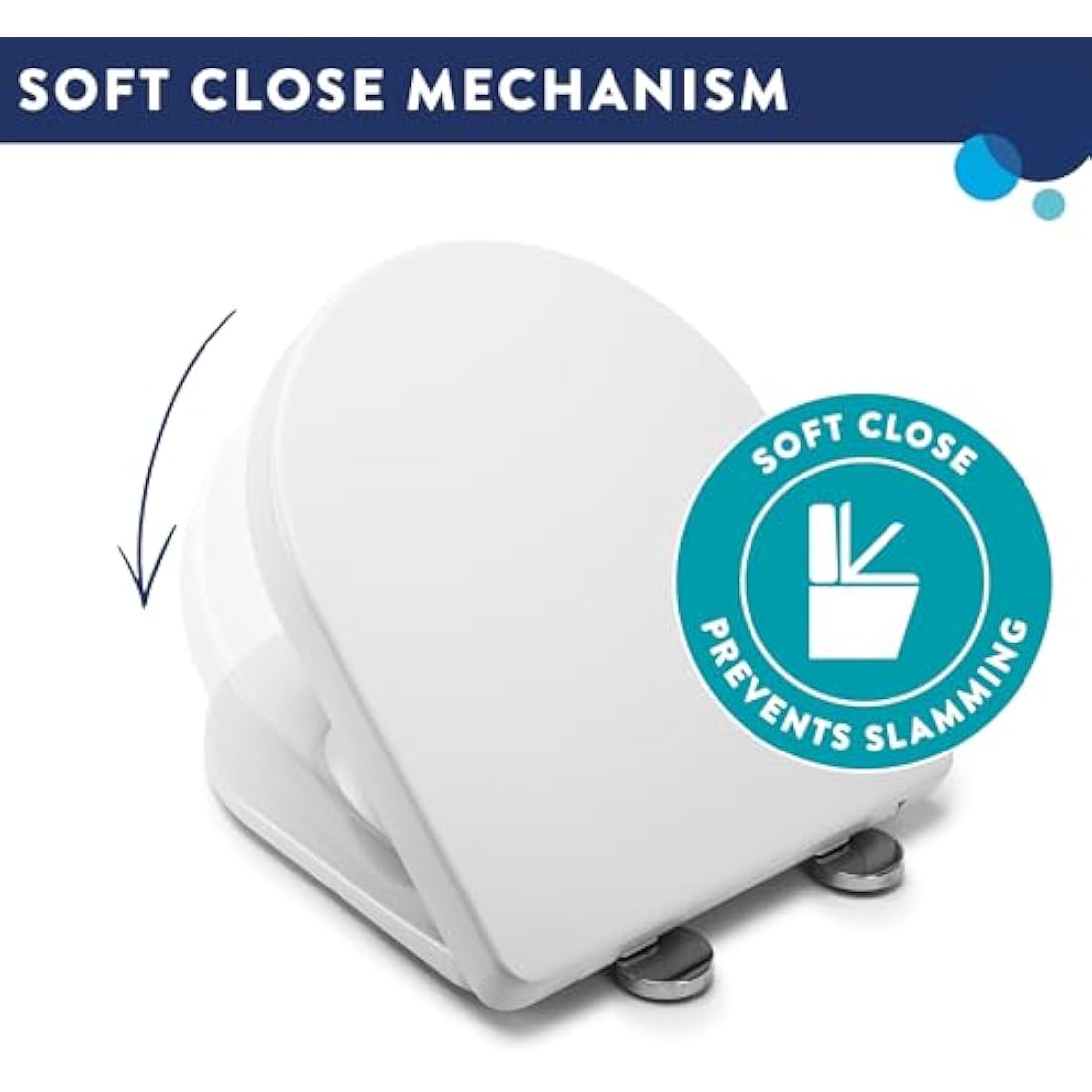 Croydex Eyre D-Shape Toilet Seat | Soft Close & Quick Release | White