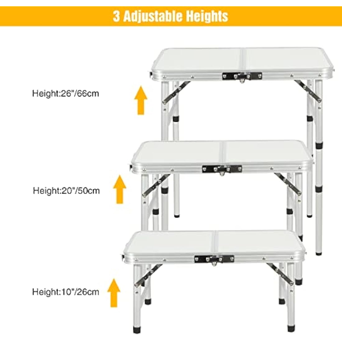 REDCAMP 2ft Folding Camping Table | 3 Adjustable Heights Aluminum Table