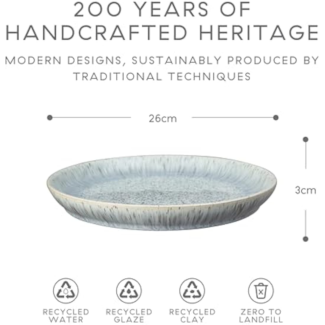 Denby Halo Speckle Dinner Plates – Set of 4 Grey Stoneware (26cm)