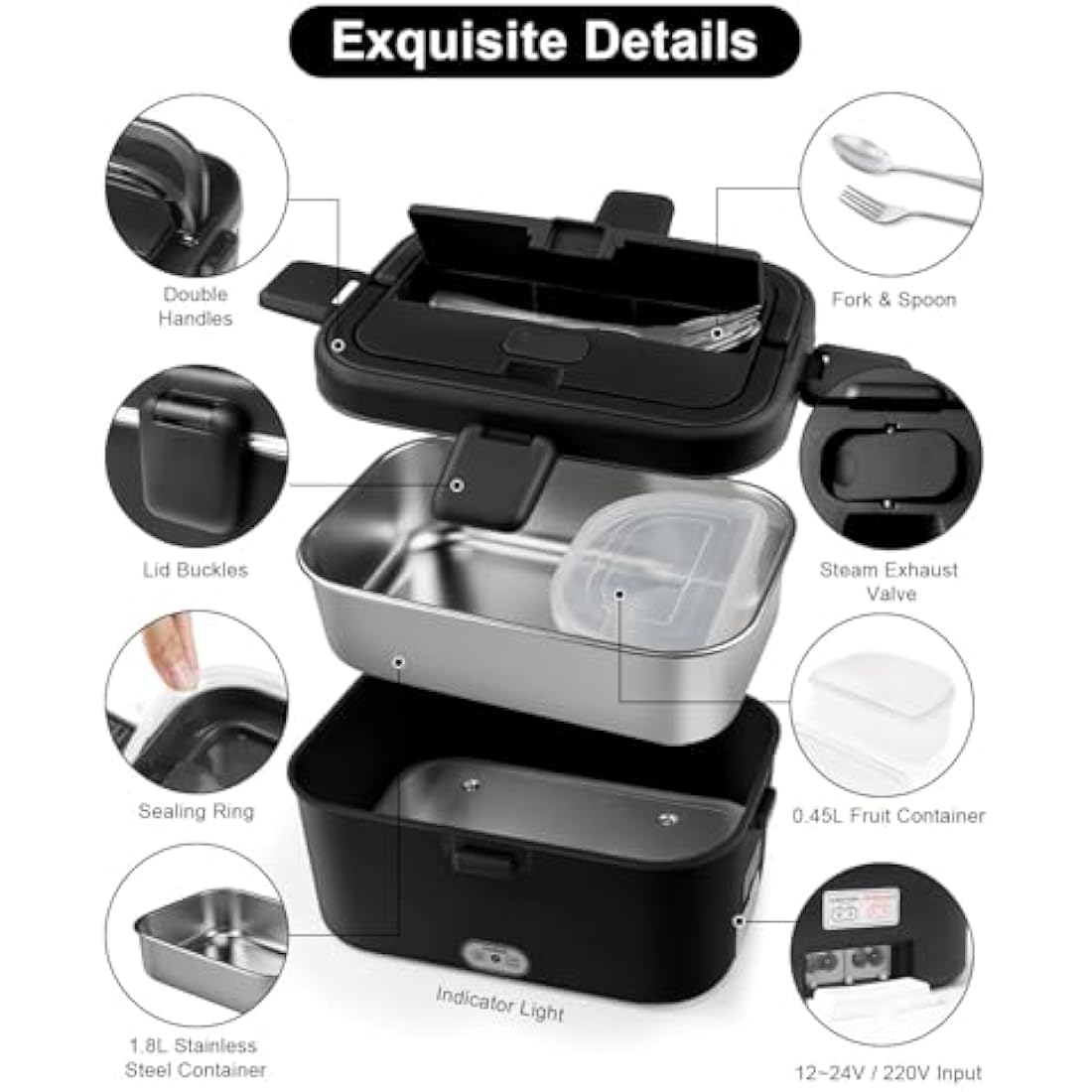 AUTOPkio 1.8L Electric Lunch Box – 80W Heated Food Warmer for Car & Office