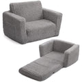 BEJOY 2-in-1 Kids Sofa Bed – Sherpa Toddler Convertible Chair, Grey