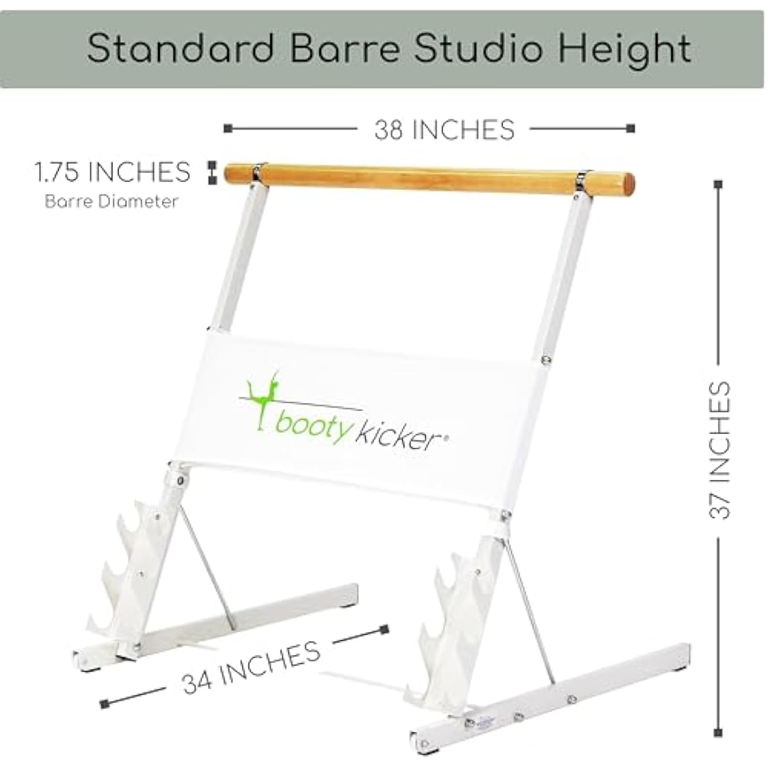 Booty Kicker Portable Ballet Barre – Folding Steel & Wood Home Fitness Bar