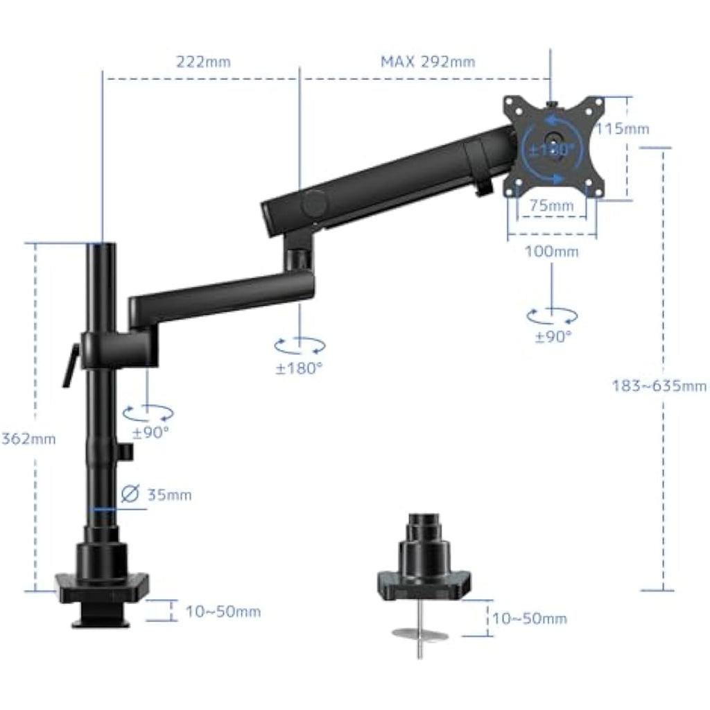 PUTORSEN Heavy Duty Monitor Arm | 17-40" Aluminium Desk Mount