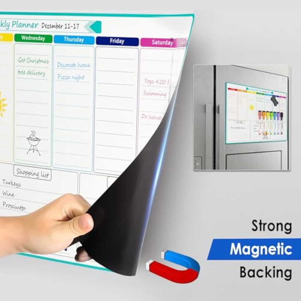 Magnetic Weekly Planner Whiteboard for Fridge – A3 Dry Erase