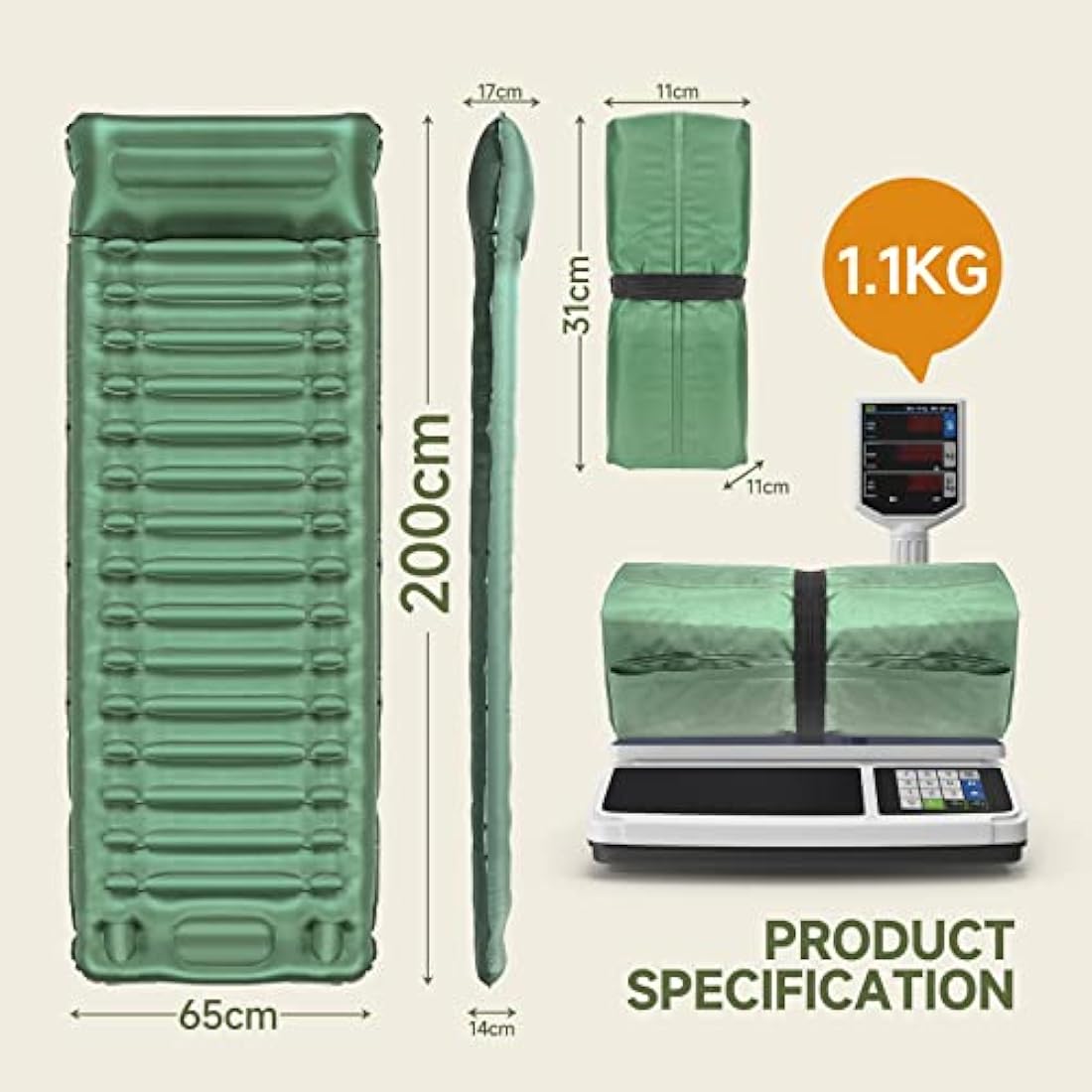 BLUEVER 14cm Self-Inflating Camping Mattress | Waterproof Sleeping Pad