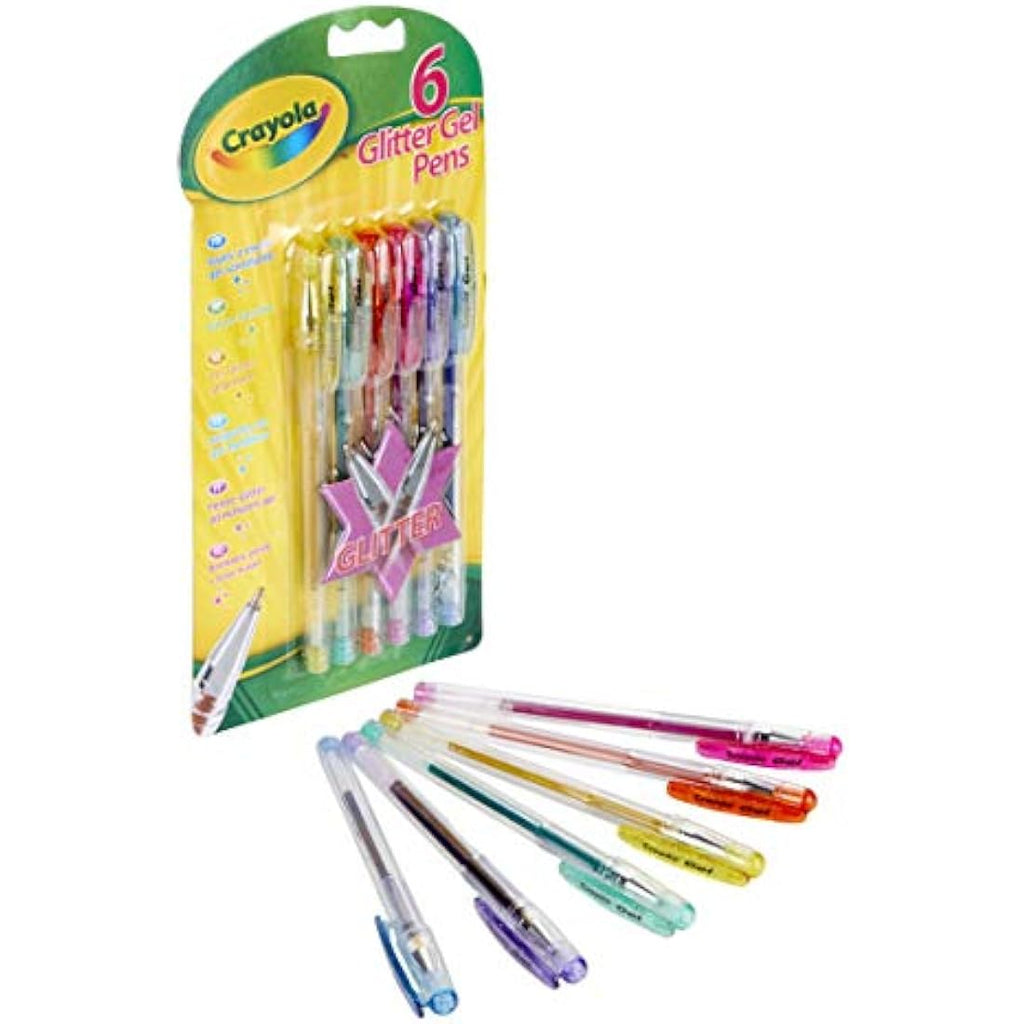 Crayola Glitter Gel Pens – Assorted Colours for Arts & Crafts (6 Pack)