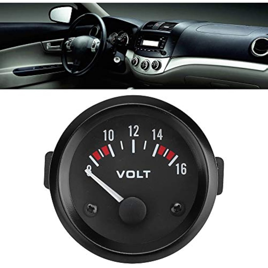 Jolof Store 12V Car Voltmeter – 52mm Aluminum Alloy Voltage Meter Gauge