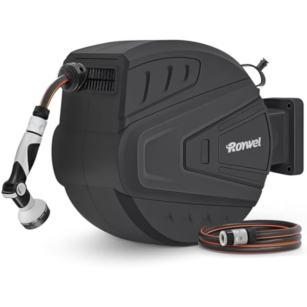 Roywel 30M Auto Reel Garden Hose – Wall Mounted Retractable Hose Reel
