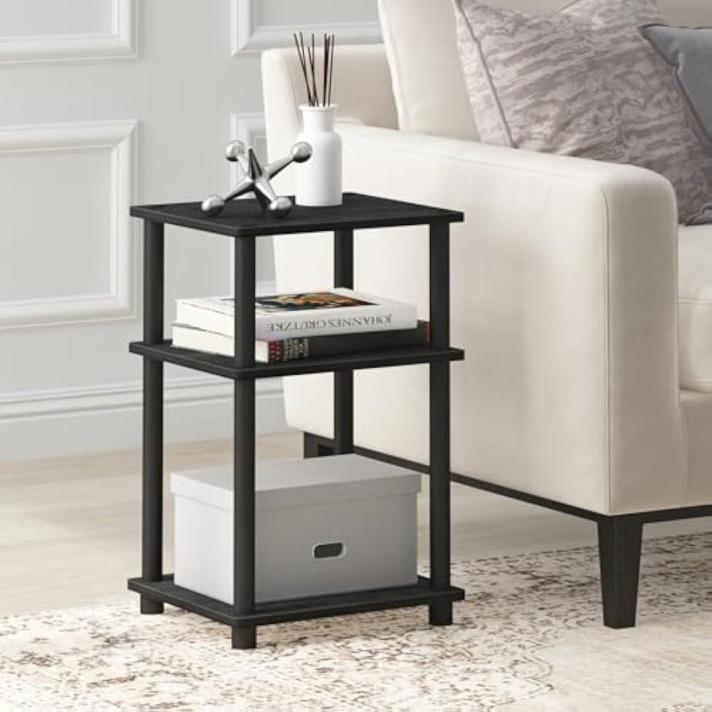 Furinno 3-Tier Turn-N-Tube End Table Set - Compact Side Table, 2-Pack