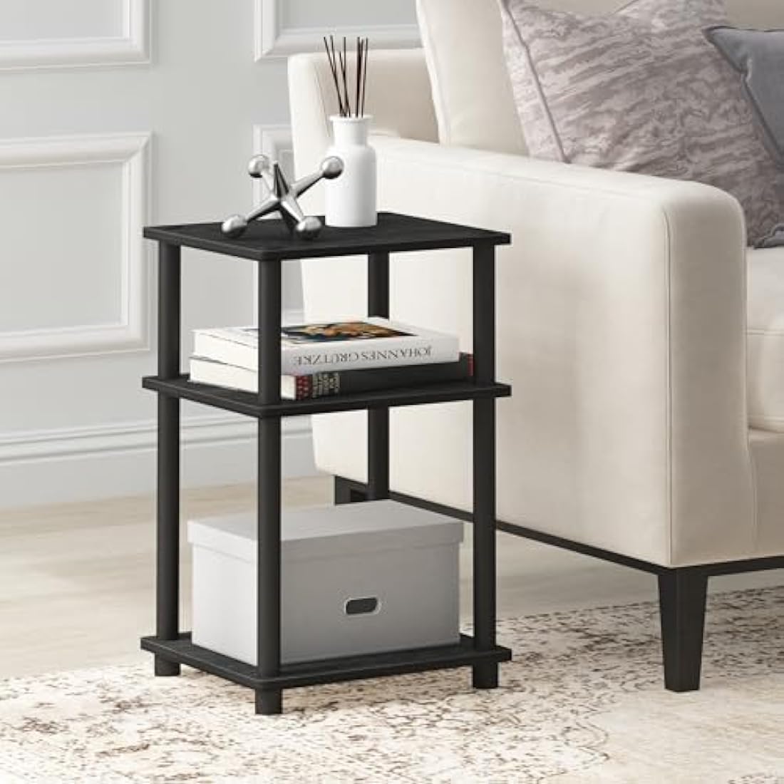 Furinno 3-Tier Turn-N-Tube End Table Set - Compact Side Table, 2-Pack