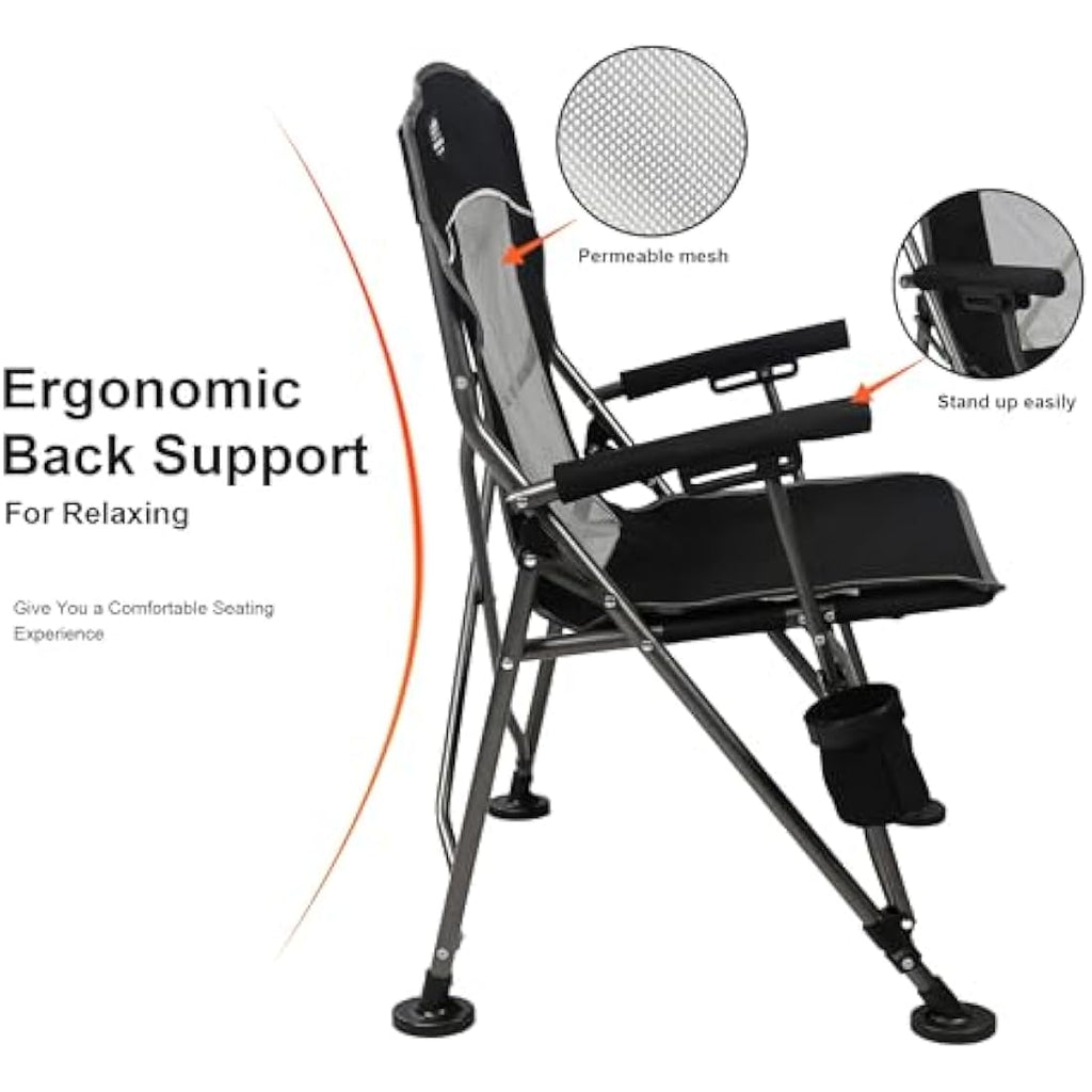 LANMOUNTAIN Heavy Duty Camping Chair | Padded Armrest & 400lb Support