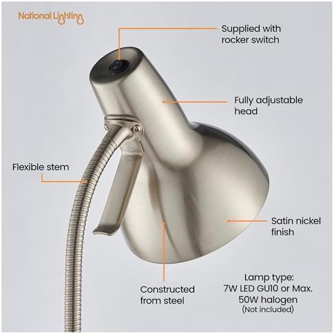 Gooseneck Desk Lamp – LED Bedside Light with USB Port