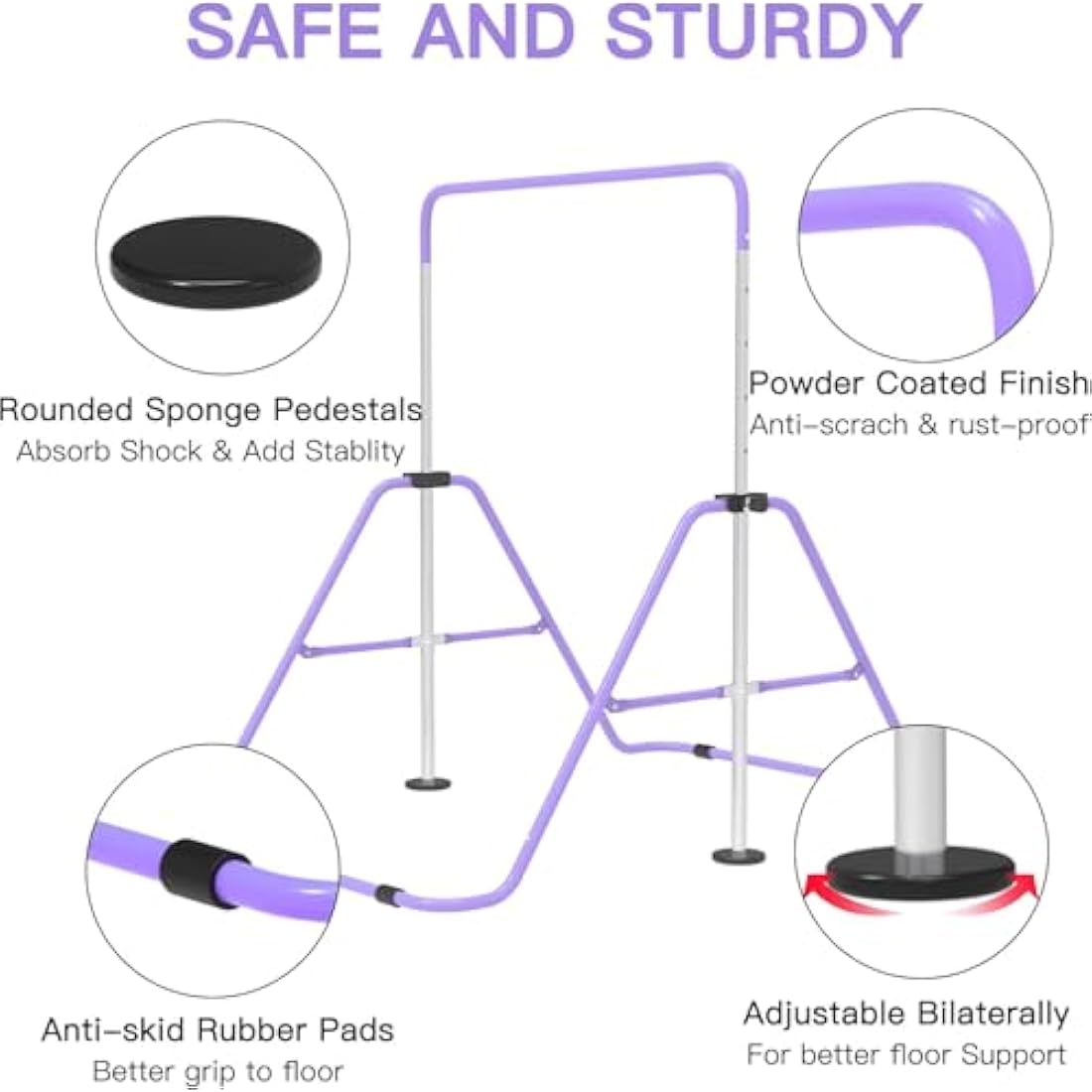 EVERYMILE Gymnastics Bar – Adjustable Folding Kip Bar with Rings for Kids