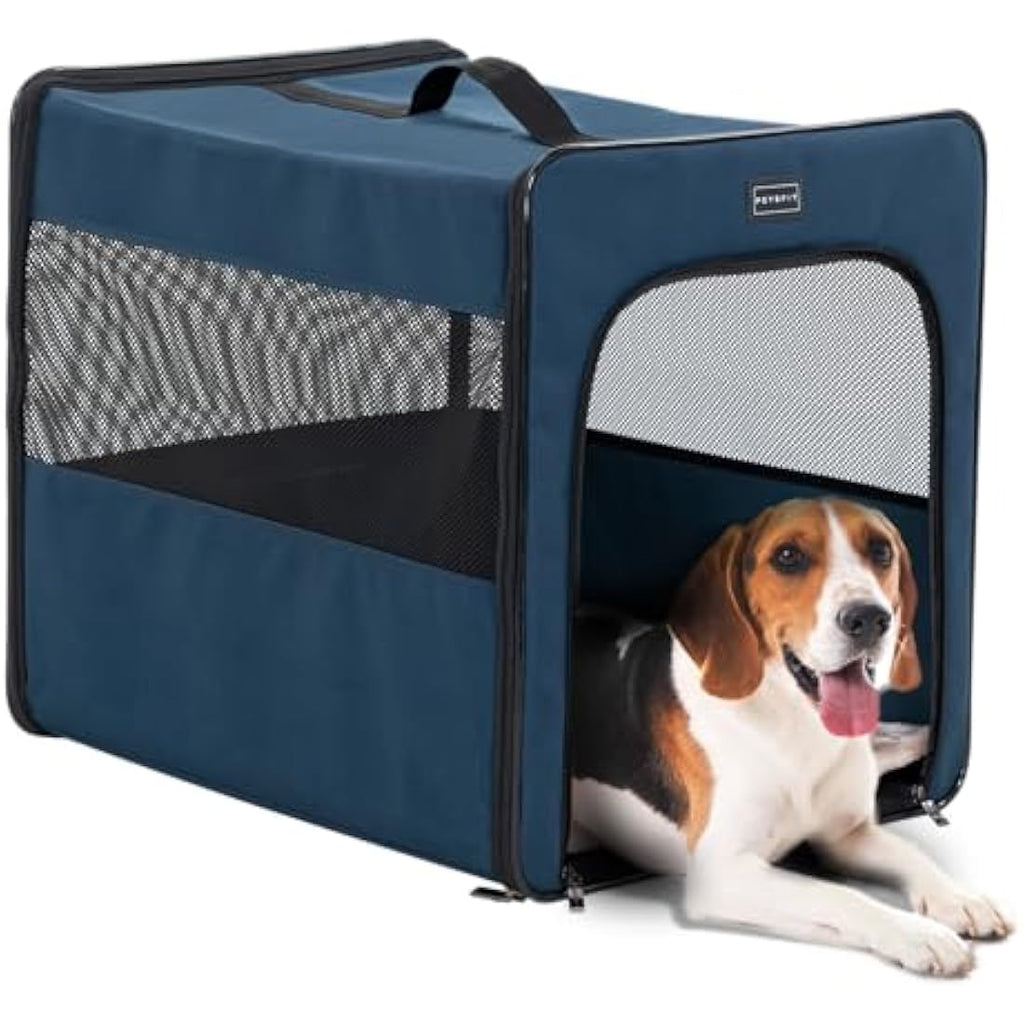 Petsfit Collapsible Soft Dog Crate – Portable Travel Kennel with Mat