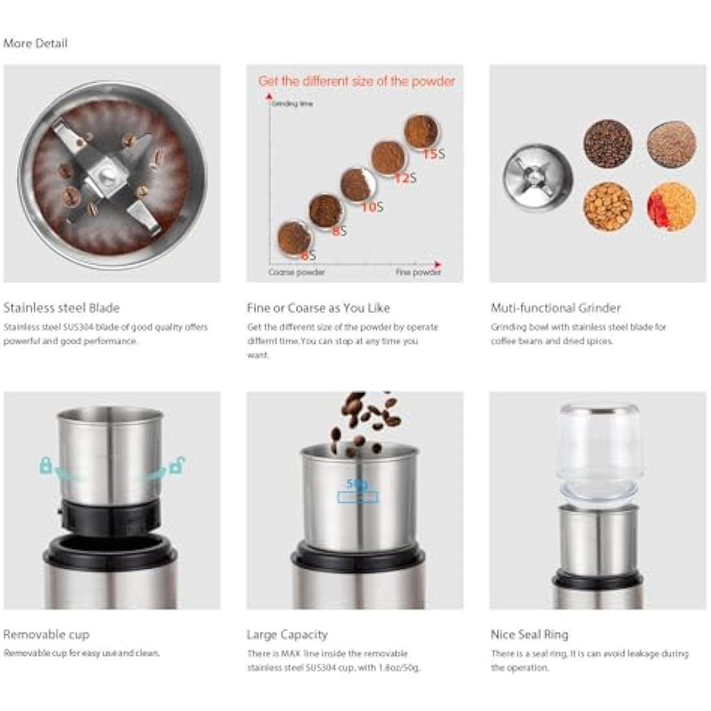 DR MILLS DM-7452 Electric Coffee and Spice Grinder | Stainless Steel