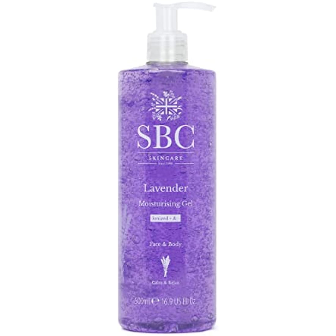 SBC Skincare Lavender Moisturising Gel – Soothing Face & Body Vegan Gel 500ml