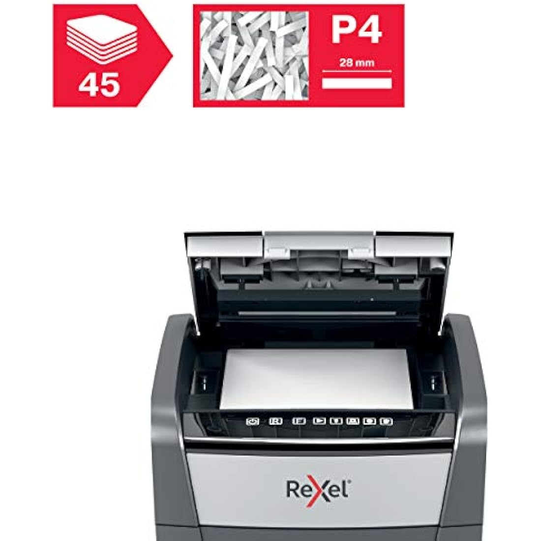 Rexel Optimum Auto Feed 45X Cross Cut Paper Shredder | 20L Bin, P-4