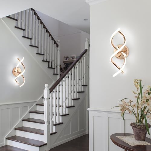 EIDISUNY LED Wall Sconce – 24W Modern Spiral Indoor Light, Cool White