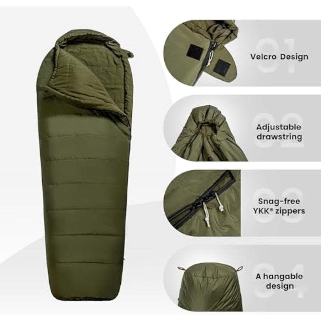 OneTigris Mummy Sleeping Bag – 3-Season Water Repellent Survival Gear