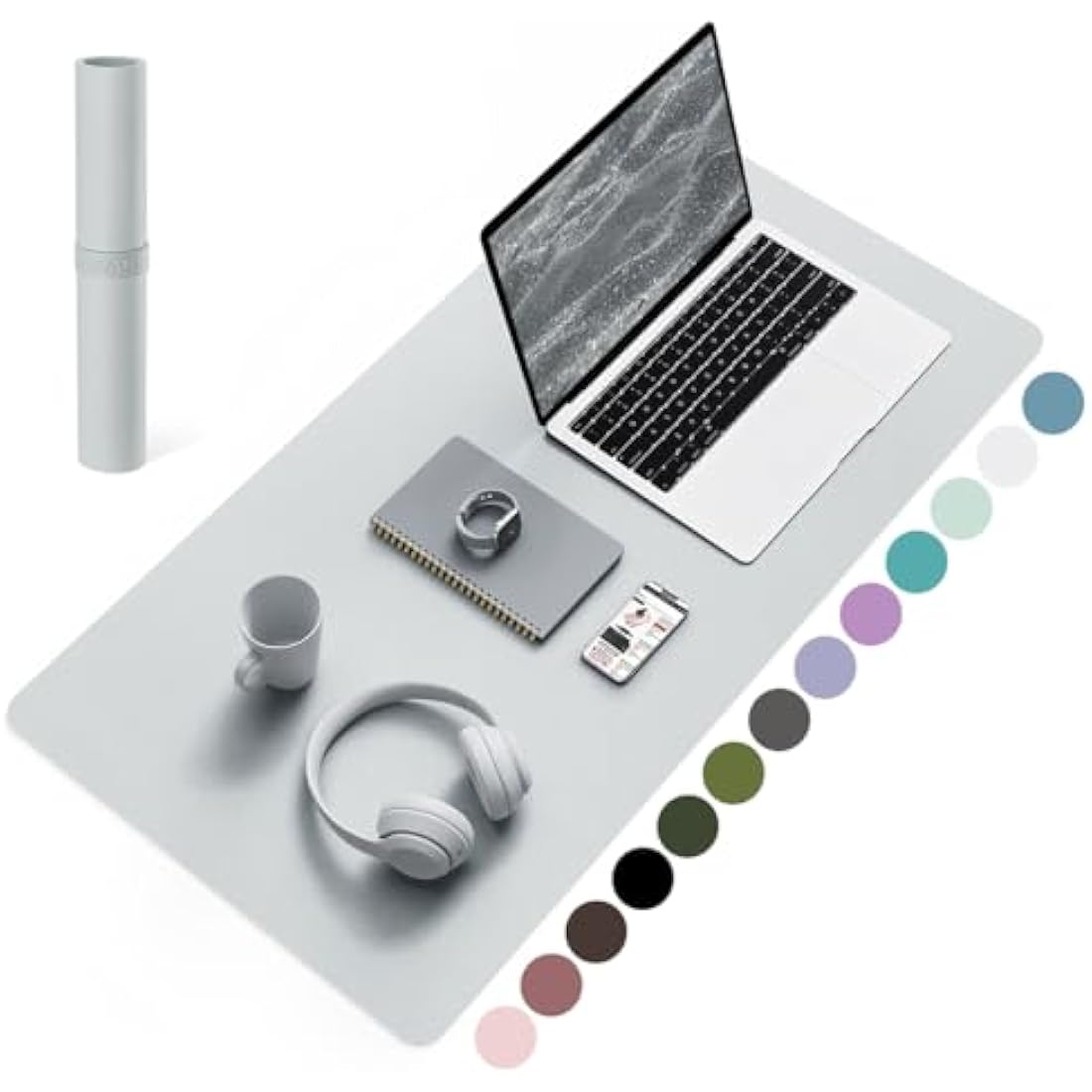 YSAGi Leather Desk Pad – Waterproof Non-Slip Office Writing Mat, Silver Grey