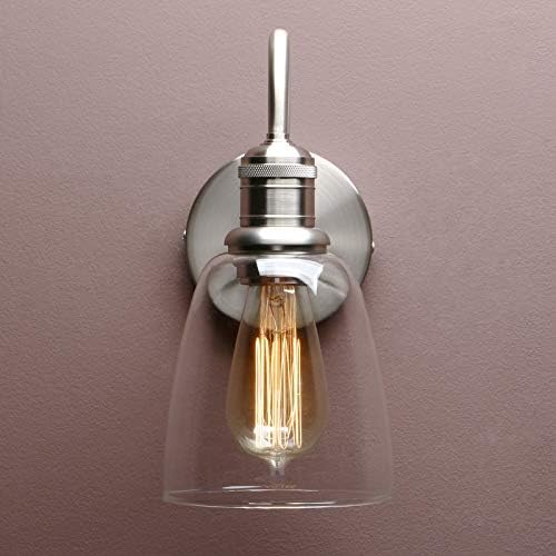 Industrial Bell Wall Sconce | Brushed Metal & Clear Glass