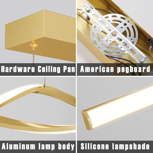 Mikeru Modern Wave LED Pendant Light – Gold Dimmable Kitchen Island Chandelier