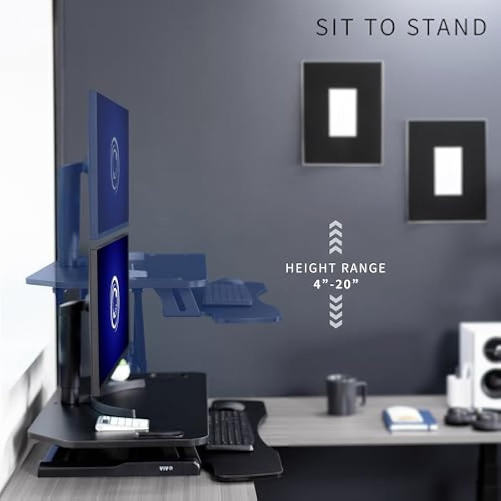 VIVO Corner Standing Desk Converter | 97cm Height Adjustable Riser