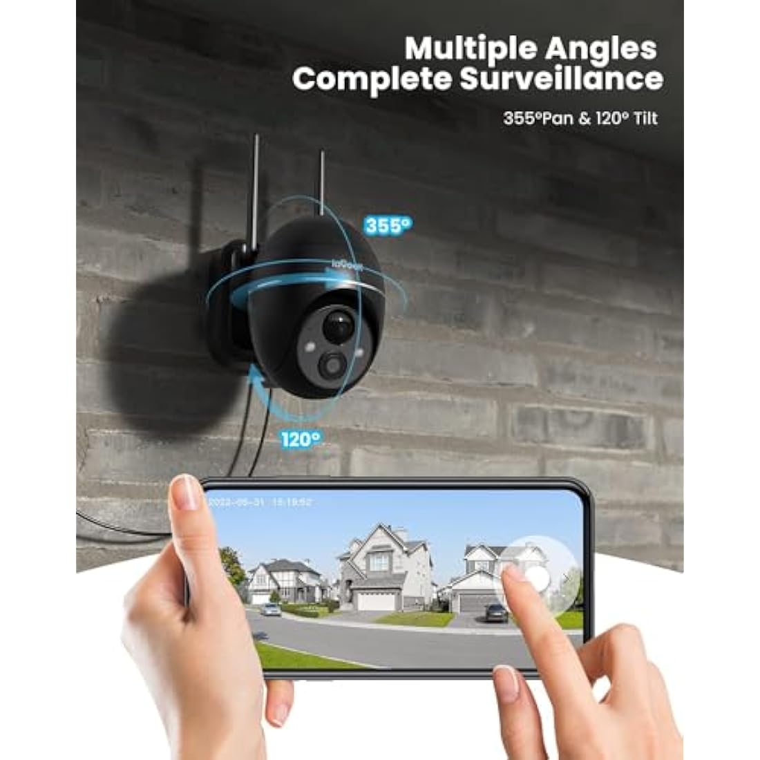ieGeek 2K Wireless Solar Security Camera – 360° PTZ Outdoor CCTV