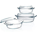 Jolof Store Tempered Glass Casserole Dish Set with Lids – 3 Piece Set