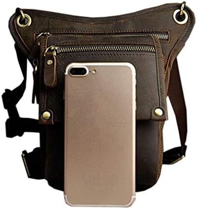 Leather Drop Leg Bag – Motorcycle Thigh Waist Pack, Deep Brown