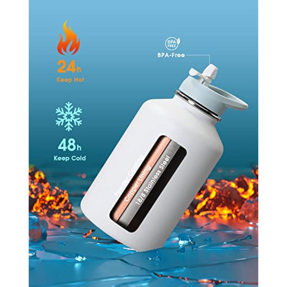 Coolflask 2L Insulated Water Bottle | Half Gallon Stainless Steel