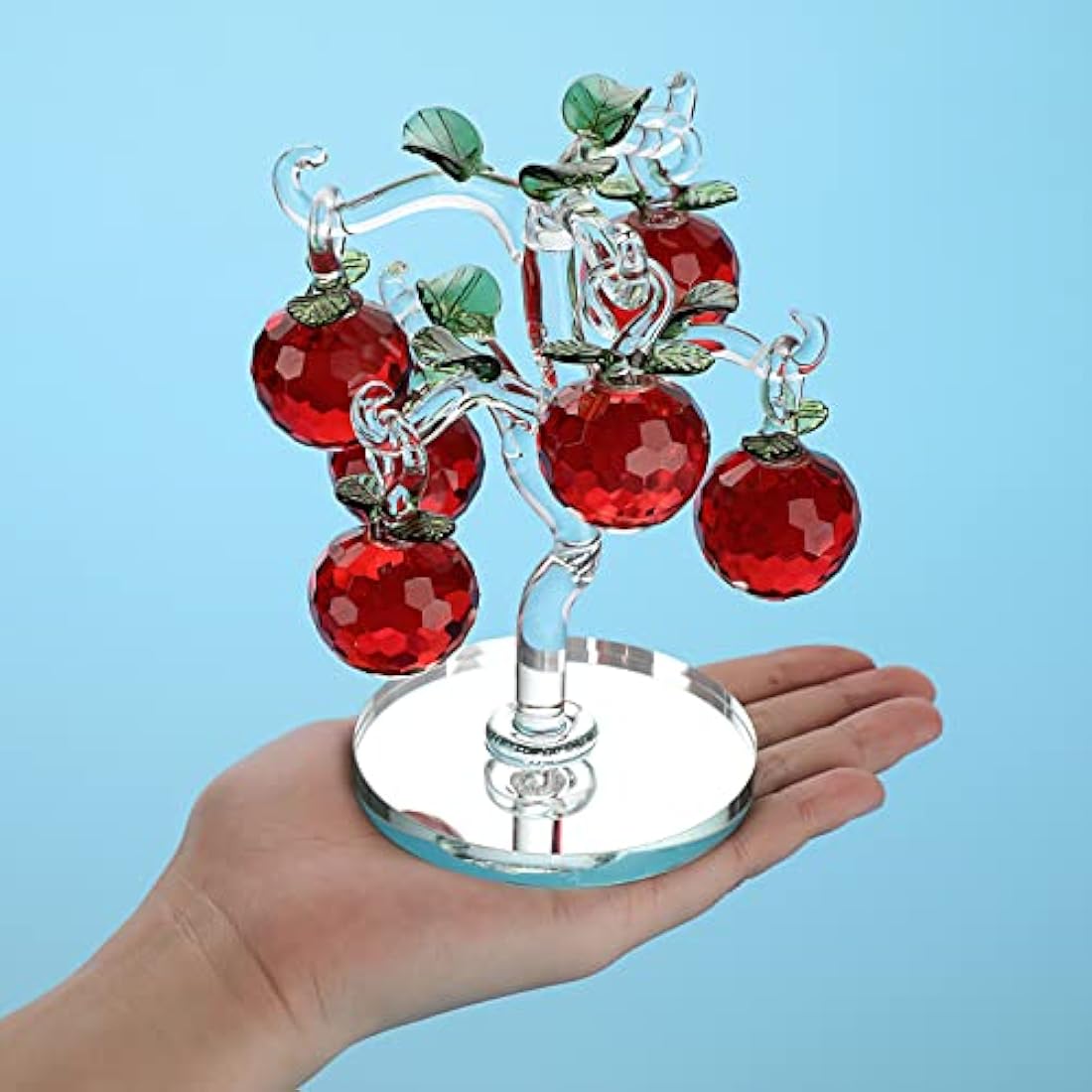 Crystal Glass Apple Tree – Red Feng Shui Table Figurine