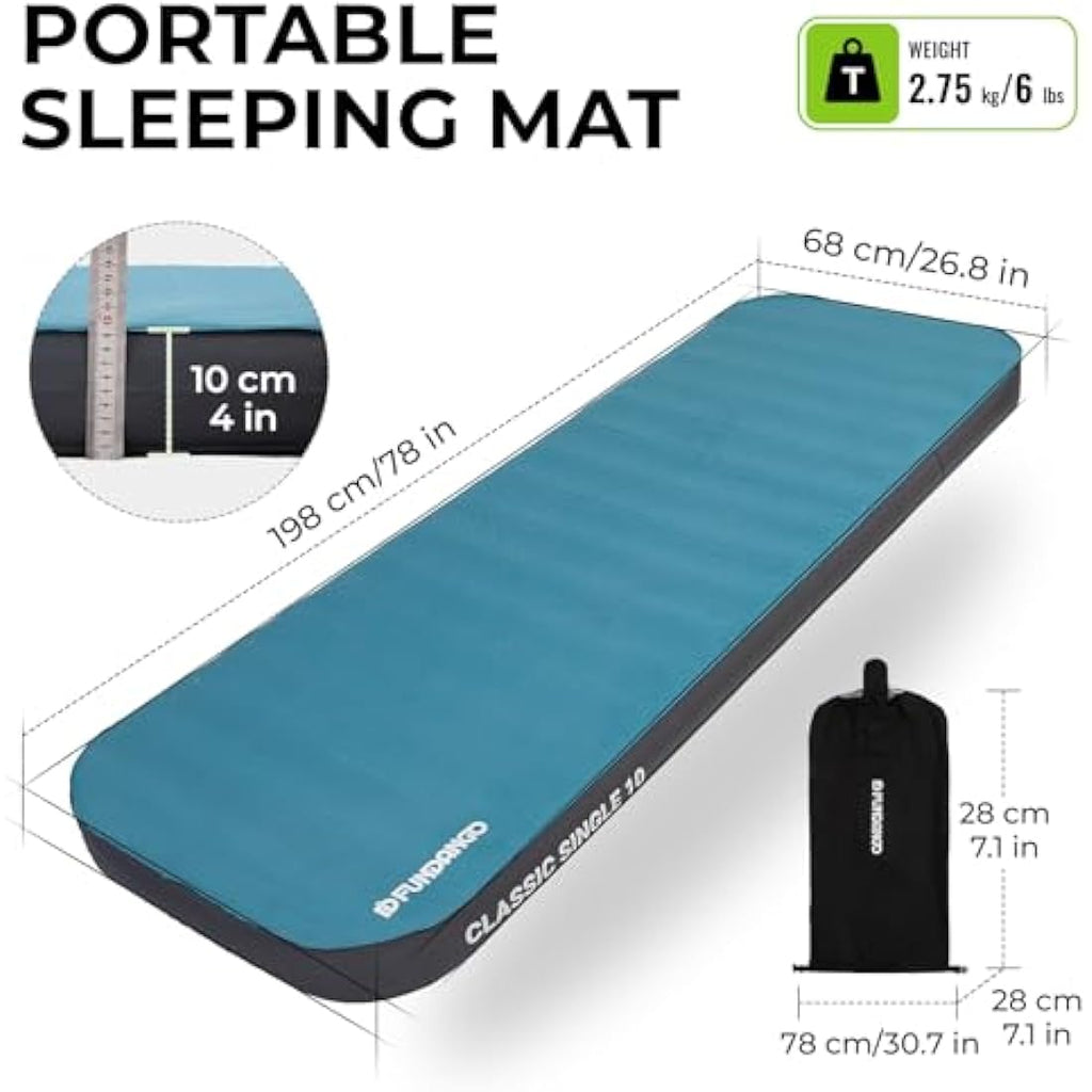 FUNDANGO Self Inflating Camping Mat | 10cm Thick R-Value 8.7 Mattress