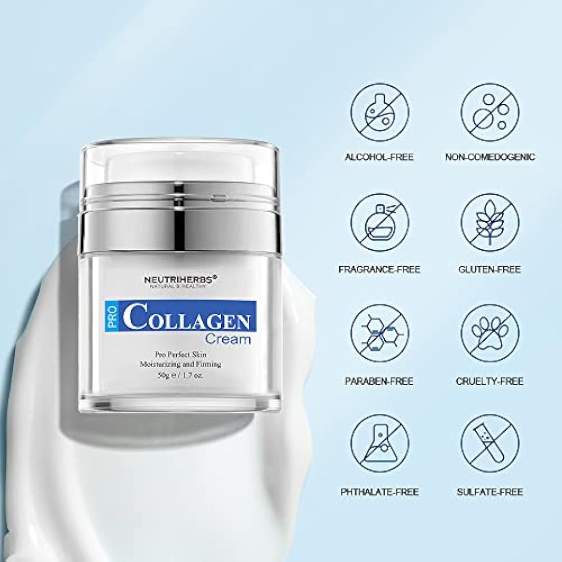 Neutriherbs Pro Collagen Face Cream | Anti-Aging Peptide Moisturizer 1.7oz